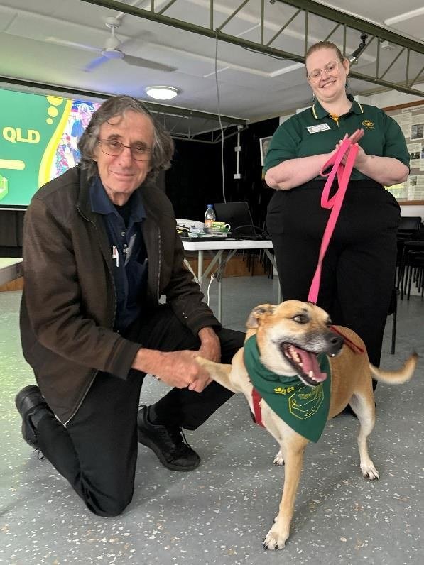 Nelly the dog wearing a Toc H Queensland neckerchief