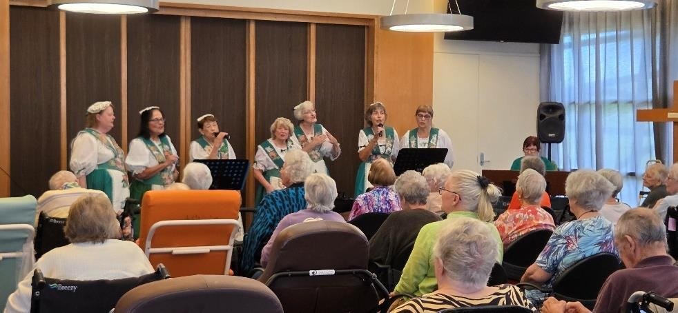 Residents watching the St Patrick's Day concert at Symes Grove
